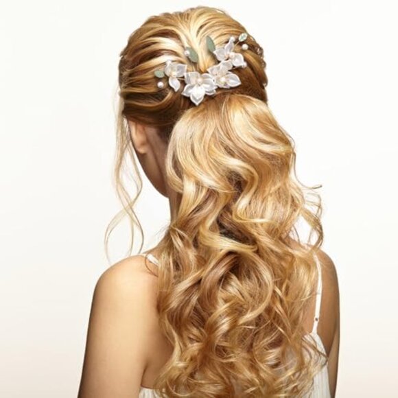 Crystal Rhinestone Pearl Hair Clips Retro Elegant Bridal Wedding Accessories Set main image 7